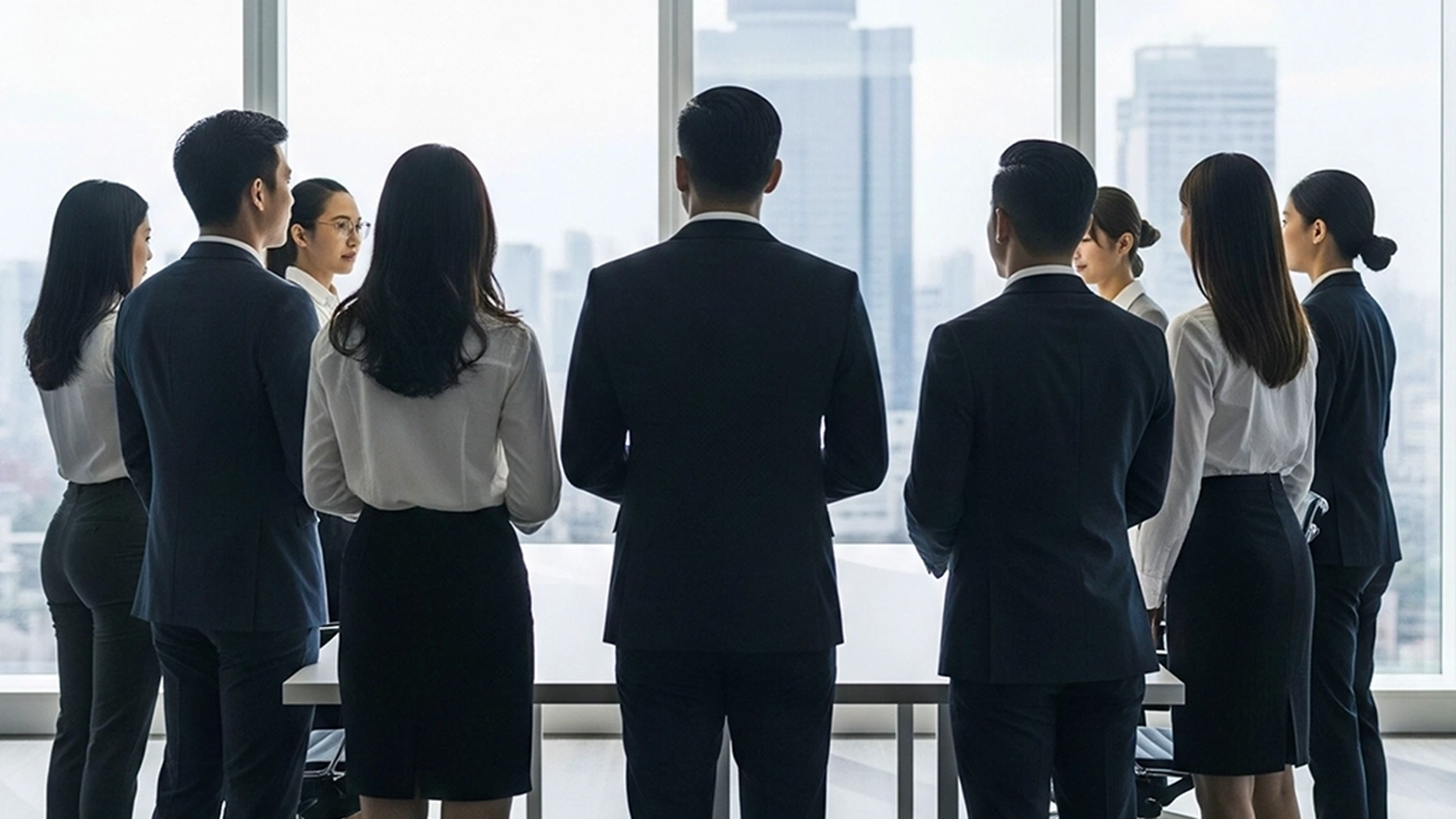 Diverse team of professionals engaged in a corporate strategy meeting